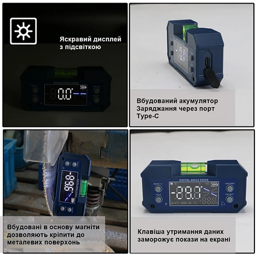 Цифровий багатофункціональний вимірювач рівня (4*90&deg;, 2 магніти) PROTESTER PRO-5346 PRO-5346 фото