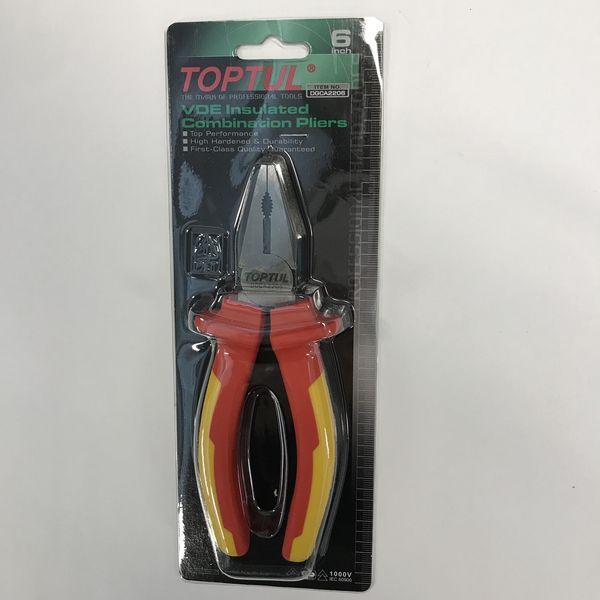 Плоскогубцы 6" 1000V VDE (chrome molybdenum) TOPTUL DGCA2206 DGCA2206 фото