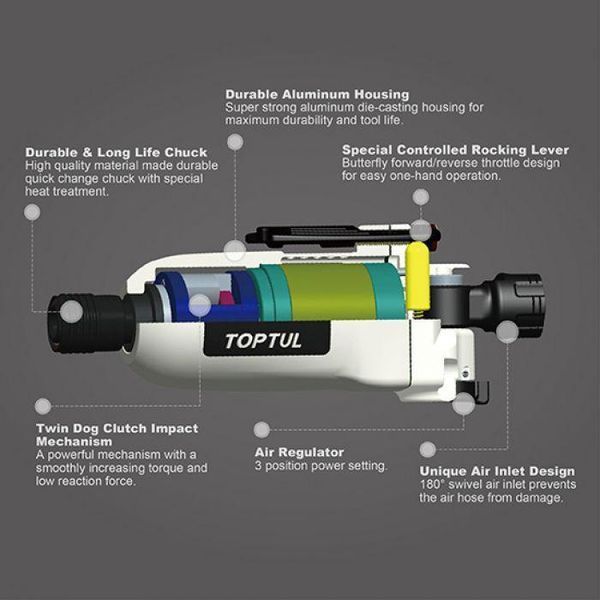 Пневмошуруповерт 1/4" 108 N/m 12000 об/хв (міні) KSAU0808 фото