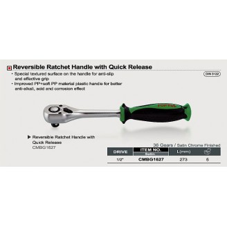 Трещотка 1/2" 36 зубцов (резиновая ручка) CMBG1627 TOPTUL