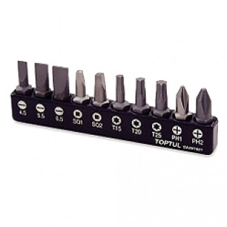Набор бит 10 единиц 1/4" (PH,SL,Torx,SQ) GAAV1001 TOPTUL