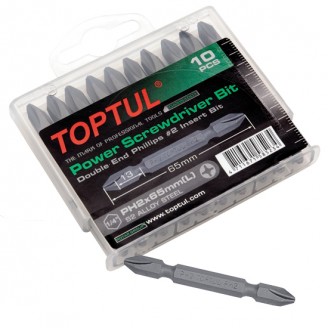 Набор бит 1/4" PH2х65мм двухсторонних 10шт GAAW1001 TOPTUL