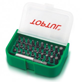 Набор бит 1/4" SL;PH;PZ;TORX;HEX +магнитный держатель 31 единица GAAW3101 TOPTUL
