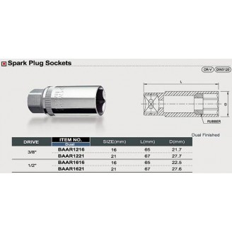Свечная головка 16мм 3/8" BAAR1216 TOPTUL