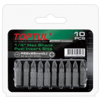 Набор бит 1/4" L25мм PZ1 10ед. на блистере  TOPTUL FSCA0801G