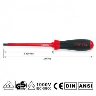 Отвертка шлицевая 6.5 x 150 мм изолированная (FAEB6E15) TOPTUL