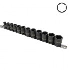 Набор ударных головок 1/2" 12 ед. 8,10,12~19,21,22мм (на планке) TOPTUL GAAQ1612M