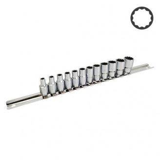 Набор головок 12-гр. 1/4" 12ед. 4~13мм (на планке) TOPTUL GAAQ0801U-12