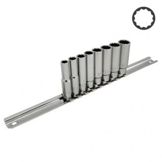 Набор головок длинных 12-гр. 1/4" 8ед. 6~13мм (на планке) TOPTUL GAAQ0804U-12
