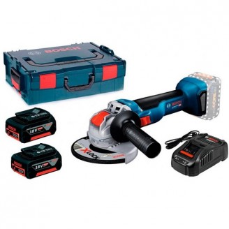  Аккумуляторная угловая шлифмашина 06017B0102 Bosch GWX 18V-10 с 2 АКБ 18V 5A/h, з/у GAL 1880 CV и кейсом L-BOXX 136