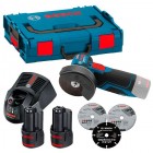 Аккумуляторная угловая шлифмашина 06019F200B Bosch Professional GWS 12V-76 в L-Boxx 102 с 2 акб GBA 12V 3.0Ah и з/у GAL 1230 CV