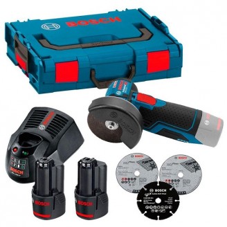 Аккумуляторная угловая шлифмашина 06019F200B Bosch Professional GWS 12V-76 в L-Boxx 102 с 2 акб GBA 12V 3.0Ah и з/у GAL 1230 CV
