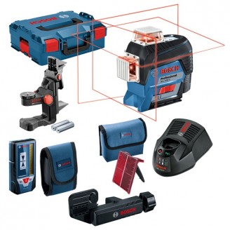 Лазерный нивелир Bosch Professional GLL 3-80 C в L-Boxx 136 с приемником LR 7, держателем BM 1, мишенью, чехлом, 1 акб GBA 12V 2.0 Ah и з/у GAL 1230 CV 0601063R05