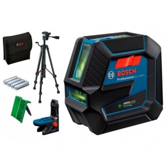 Лазерный нивелир Bosch Professional GCL 2-50 G со штативом BT 150, держателем RM 10, чехлом, мишенью 0601066M01