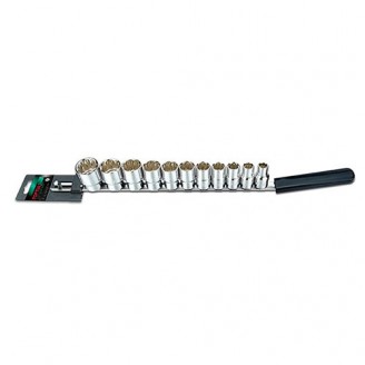 Haбop дюймoвыx гoлoвoк 12-гp. 1/2" 11 eд. (нa плaнкe) GBAQ1102 TOPTUL
