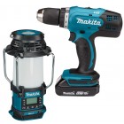 Набор аккумуляторного инструмента Makita (радиоприемник с фонарем, Bluetooth, USB DMR057+ дрель-шуруповерт DDF453SYX5)